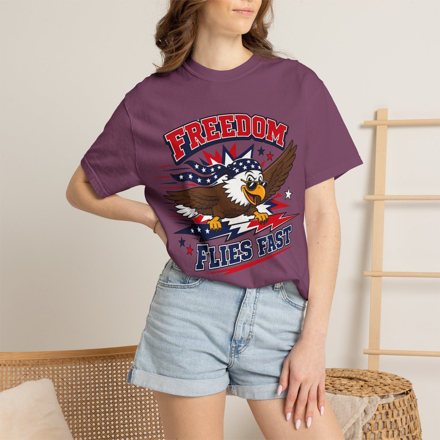 Freedom Flies Fast T-Shirt — Patriotic Eagle Graphic Tee