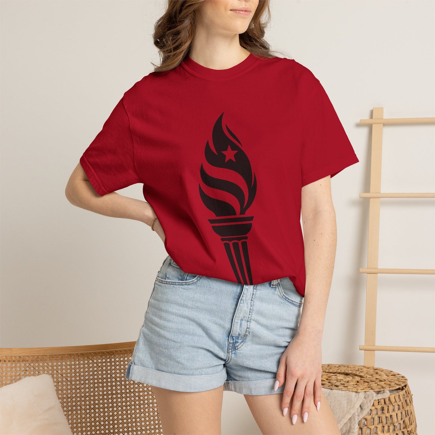 Liberty Torch T-Shirt — Patriotic Flame Tee with Star Emblem