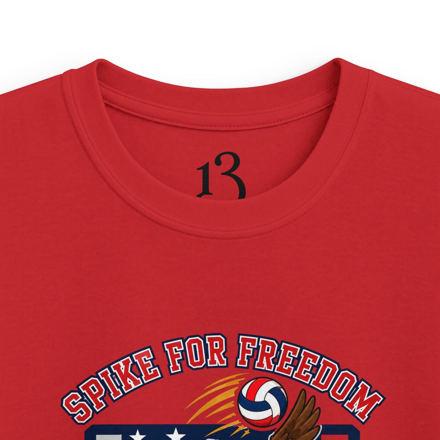 Kids Volleyball T‑Shirt — Eagle Playing Volleyball Graphic (Cheer For Victory)