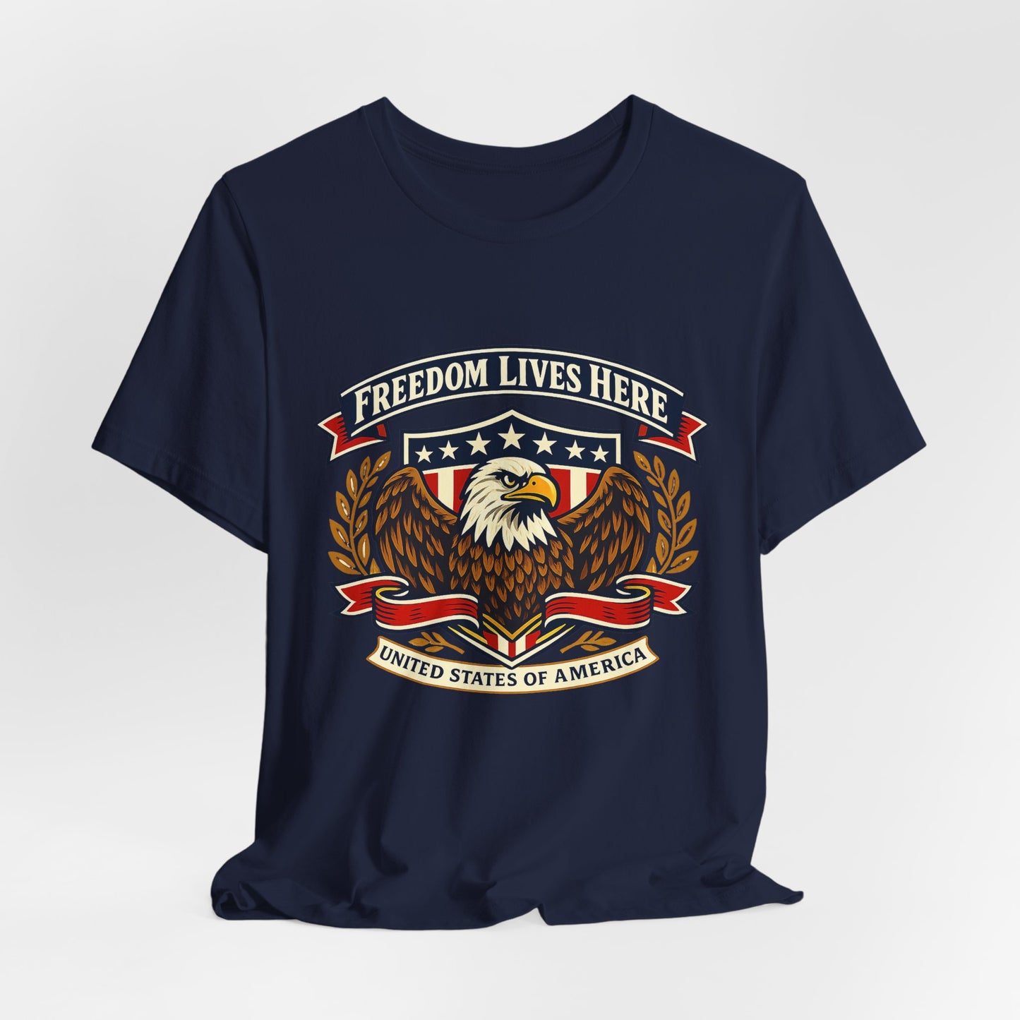 Freedom Lives Here Eagle T-Shirt — Patriotic American Flag Tee