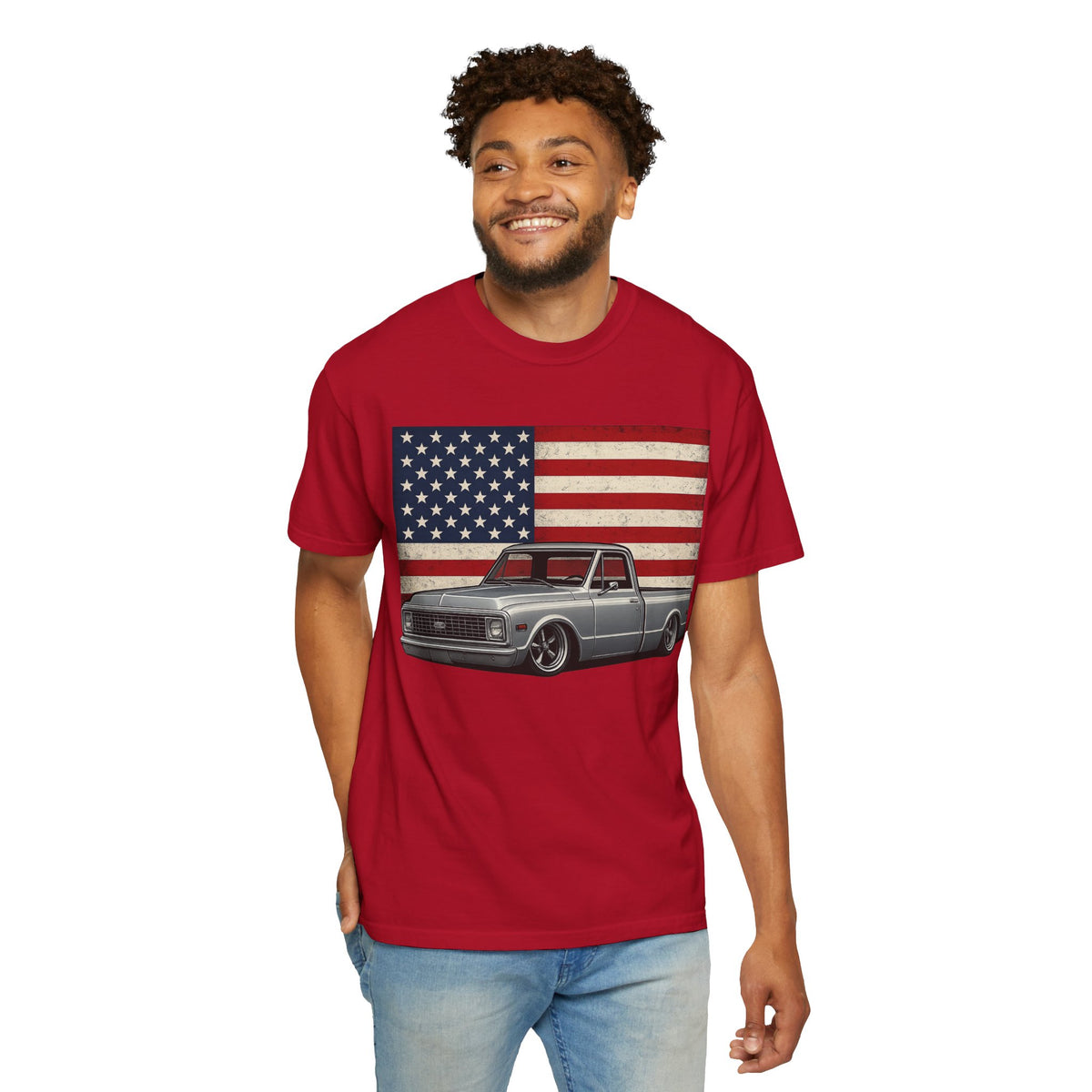 Vintage Chevy C10 Truck T-Shirt with American Flag