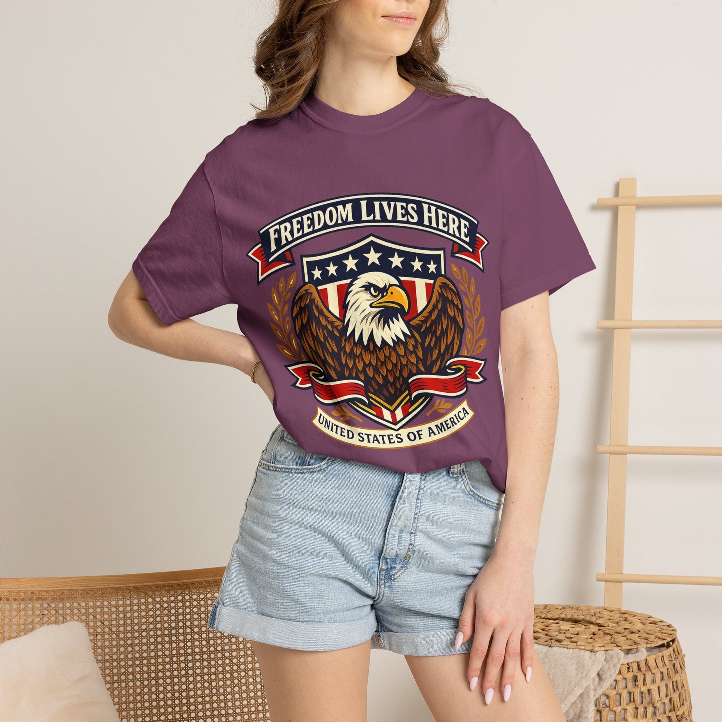 Freedom Lives Here Eagle T-Shirt — Patriotic USA Graphic Tee