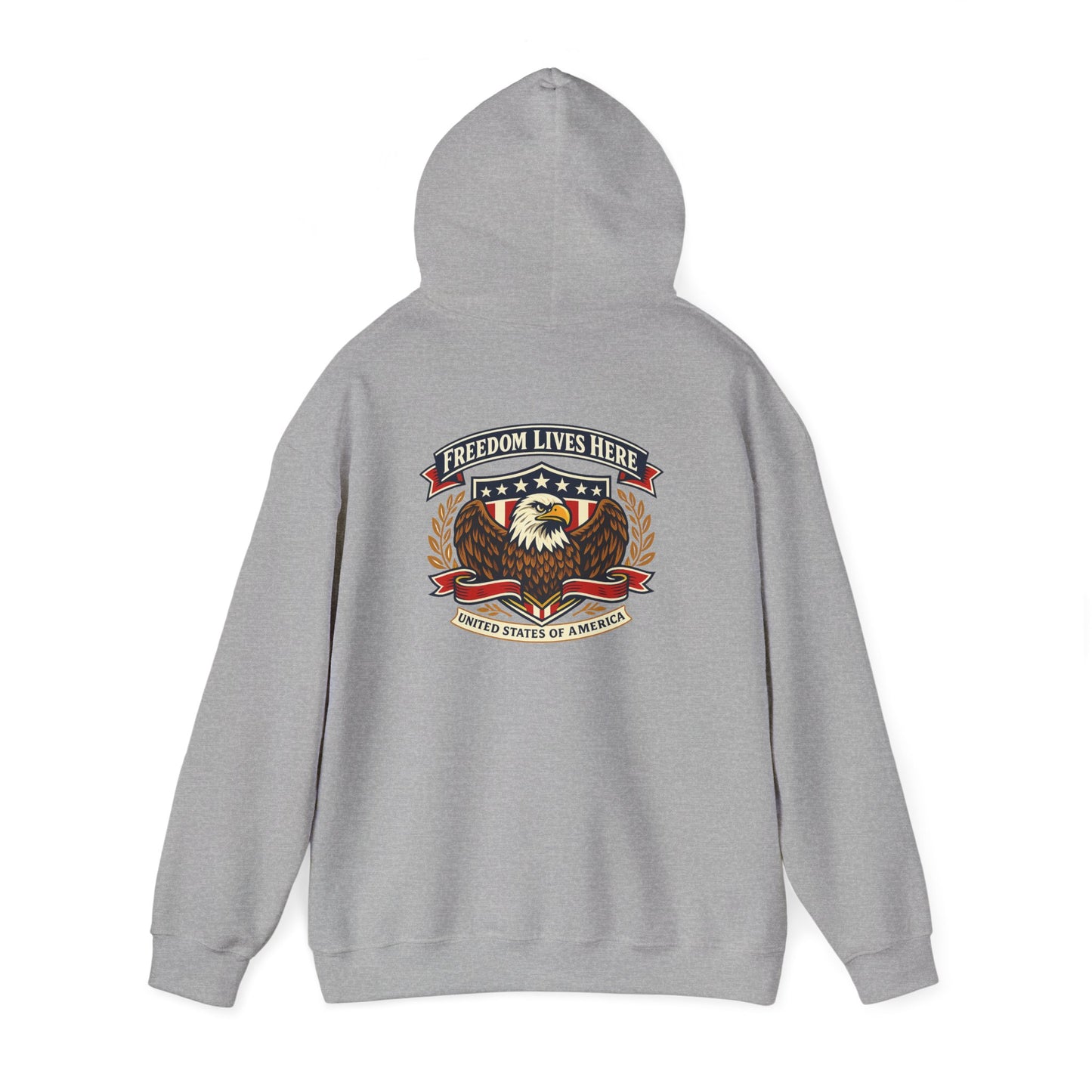 Patriotic Eagle Freedom Hoodie — USA Crest Back Design