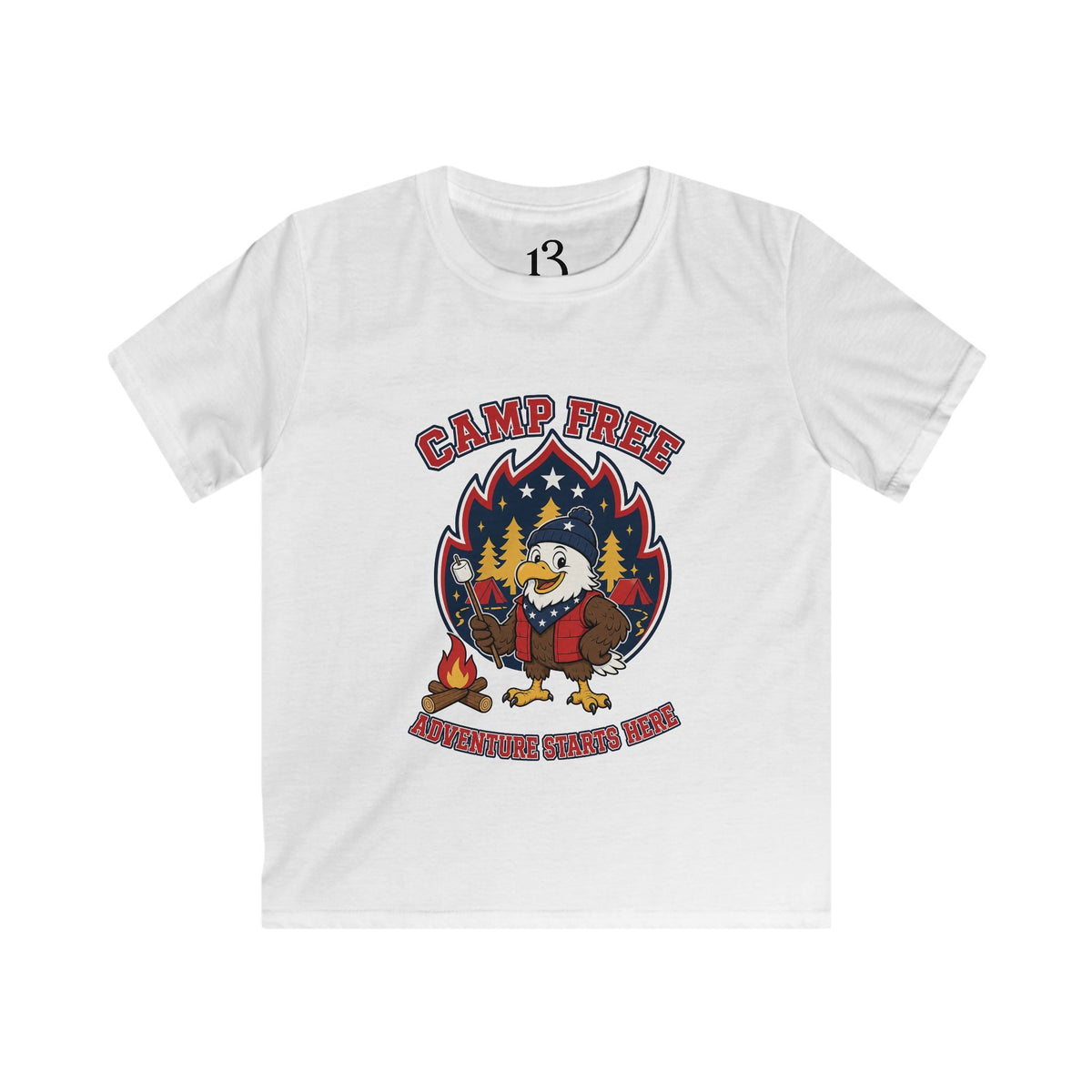 Kids Tee - "Camp Free" Eagle Camping Graphic Shirt for Outdoor-Loving Kids
