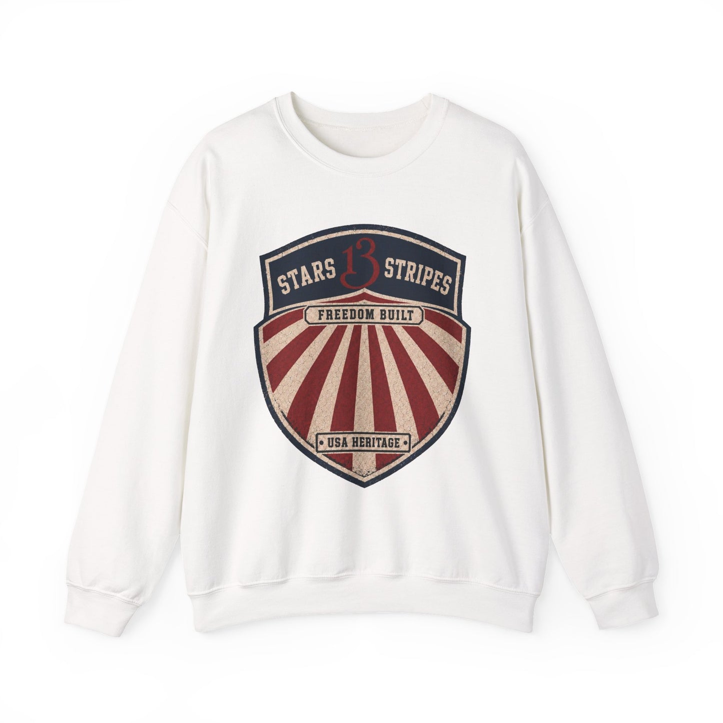 Crewneck Sweatshirt — Vintage 'Stars13stripeS' Patriot Shield