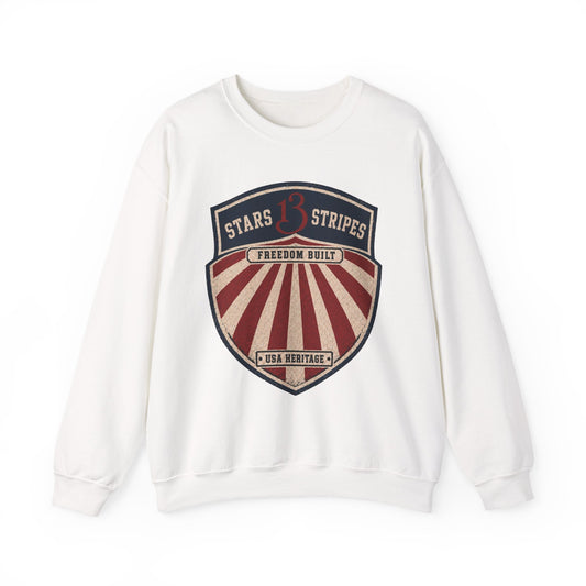 Crewneck Sweatshirt — Vintage 'Stars13stripeS' Patriot Shield