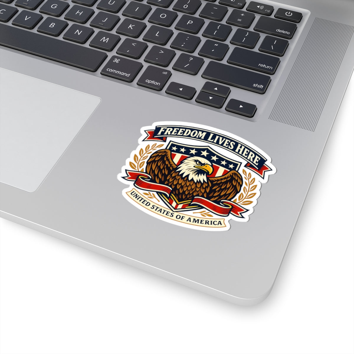 Freedom Lives Here Eagle Sticker — Patriotic Kiss-Cut Vinyl Decal (United States of America)