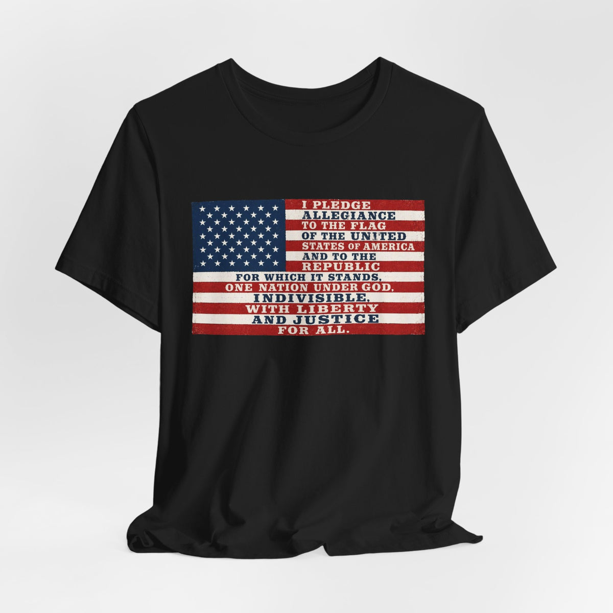 Pledge of Allegiance Flag T-Shirt — American Flag Text Tee
