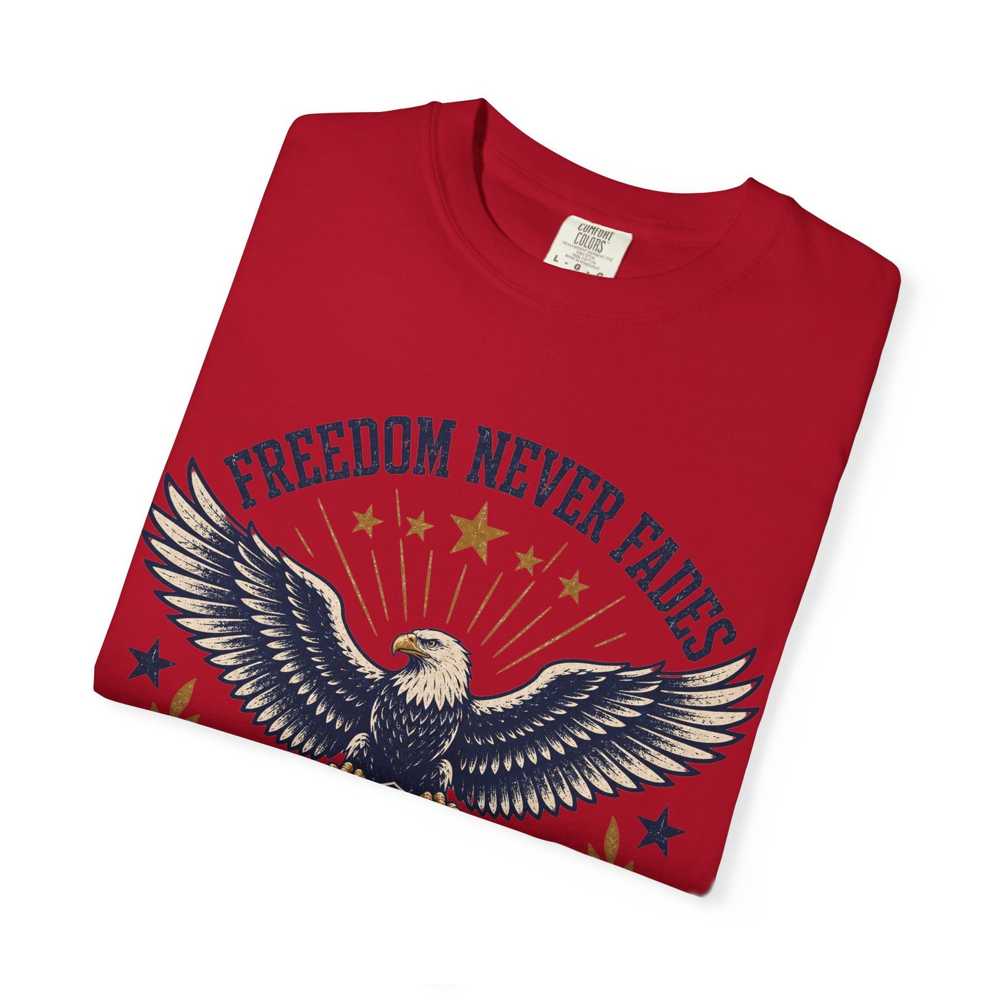 Patriotic Eagle T-Shirt — "Freedom Never Fades" (Est. 1776)
