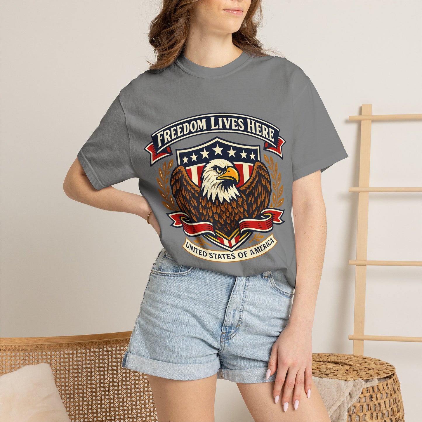 Freedom Lives Here Eagle T-Shirt — Patriotic USA Graphic Tee