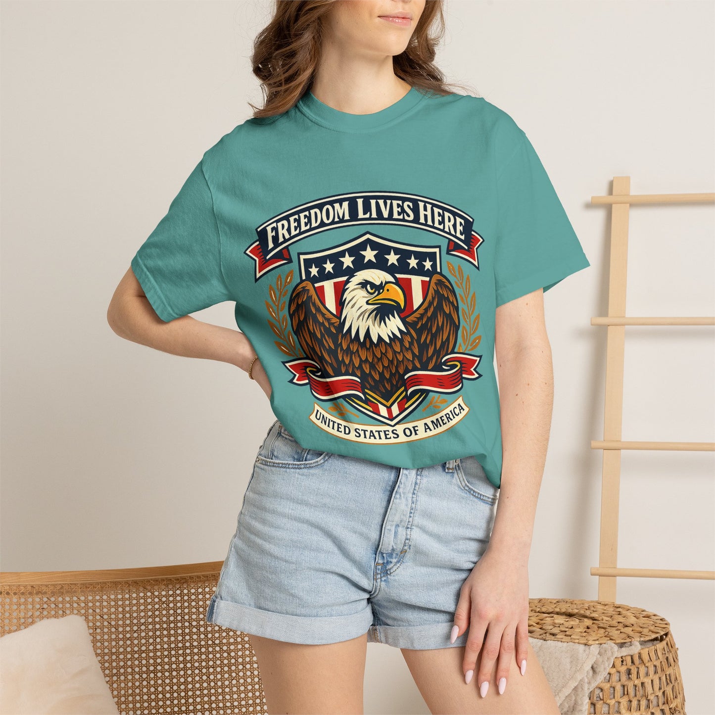 Freedom Lives Here Eagle T-Shirt — Patriotic USA Graphic Tee