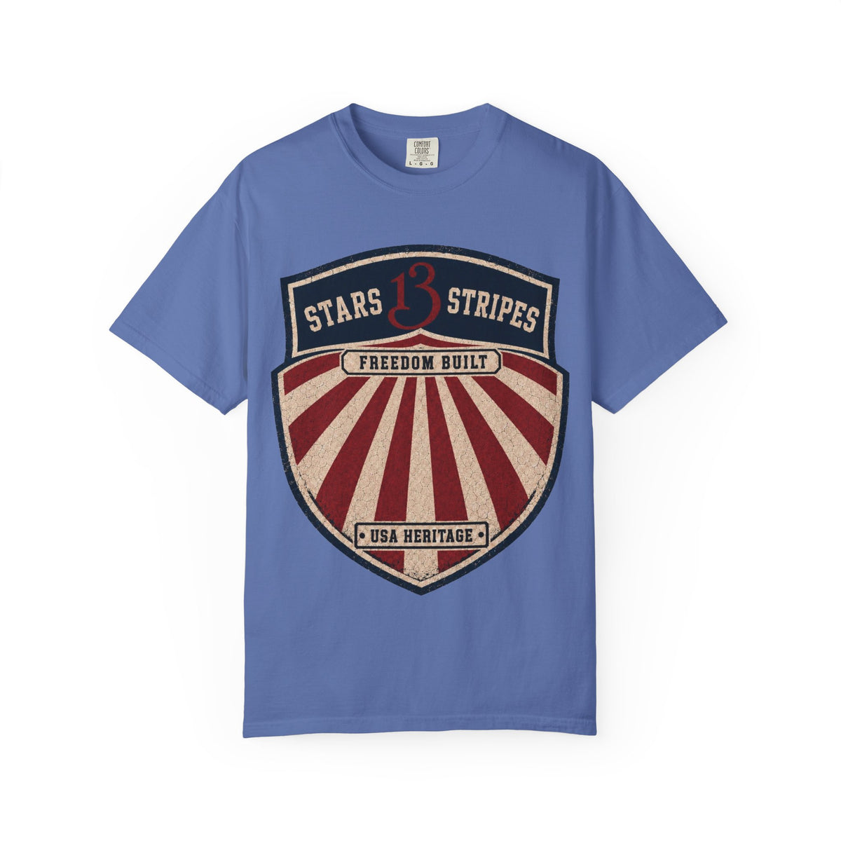 Stars13stripeS Shield T-Shirt — Freedom Built USA Heritage Tee