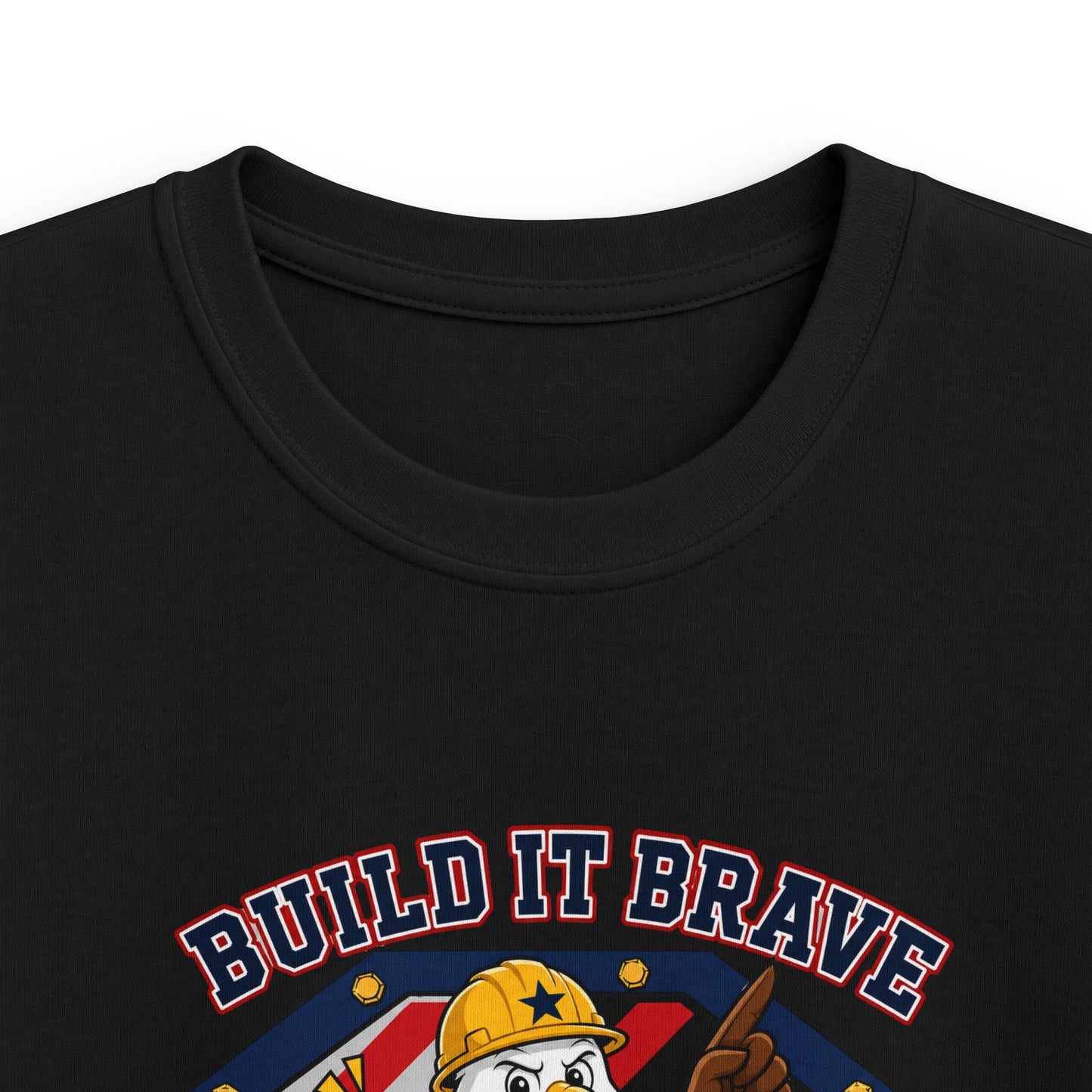 Kids Tee - 'Build It Brave, Make USA Strong' Patriotic Bald Eagle Design
