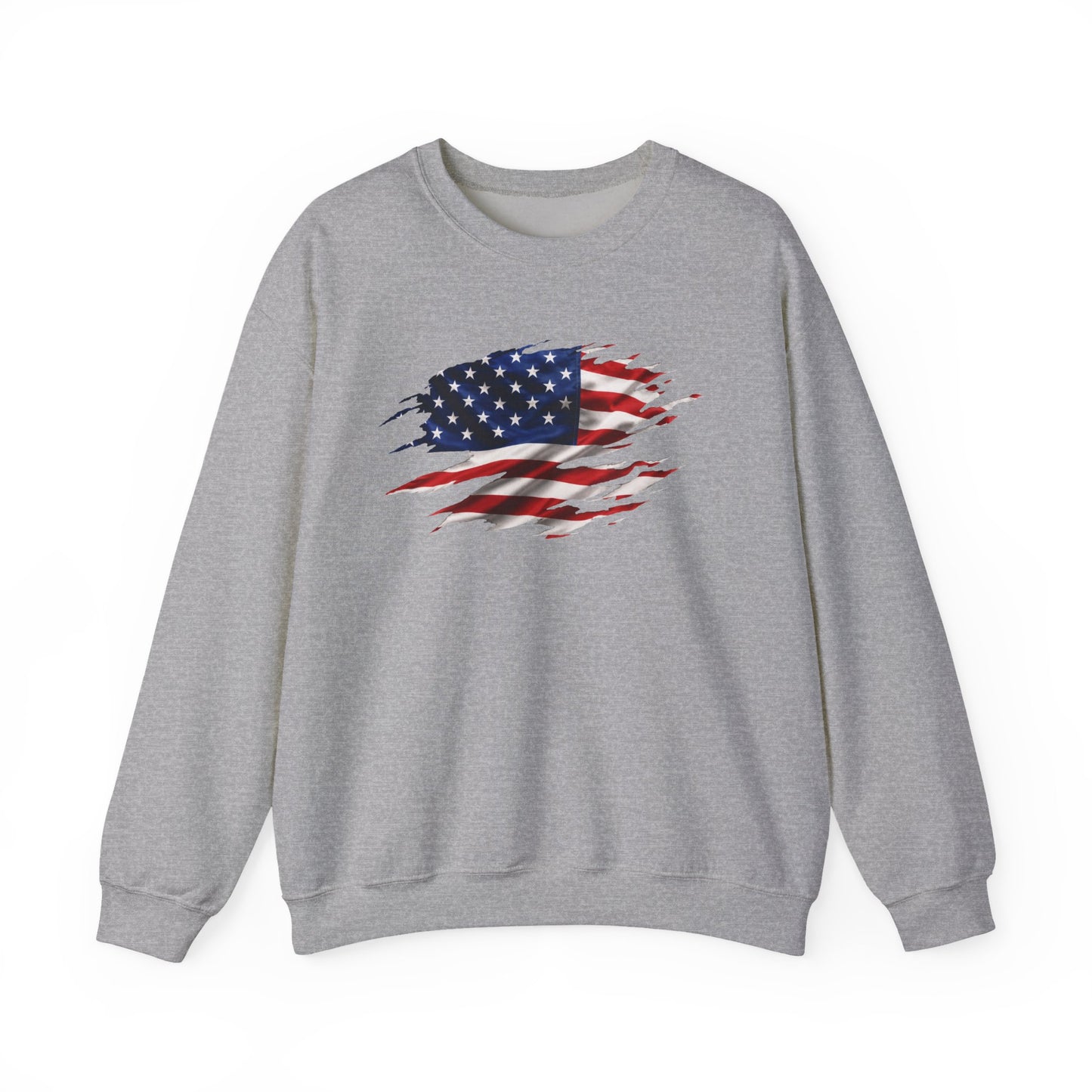 Distressed American Flag Crewneck Sweatshirt – Patriotic USA Pullover