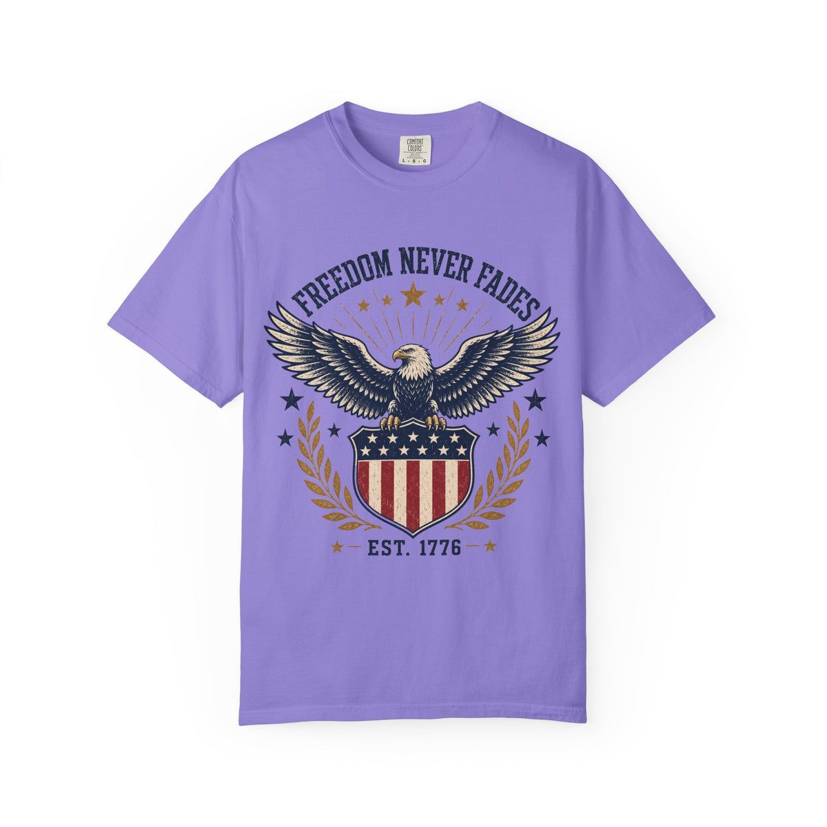 Patriotic Eagle T-Shirt — "Freedom Never Fades" (Est. 1776)
