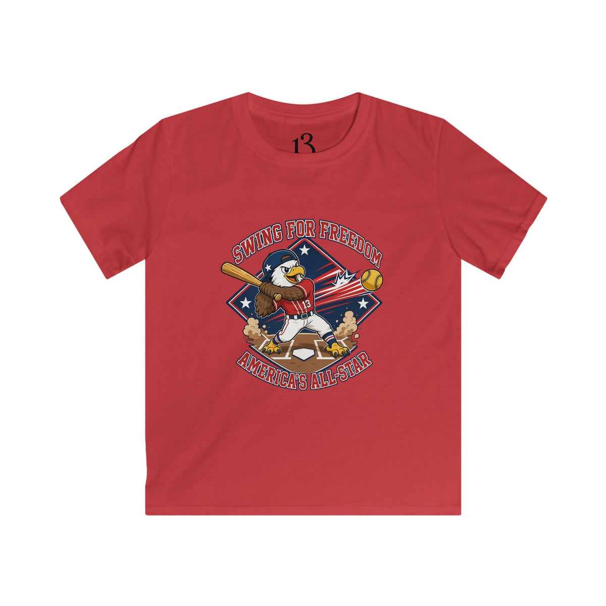Kids Tee - "Swinging for Freedom" Patriotic Baseball Eagle Design