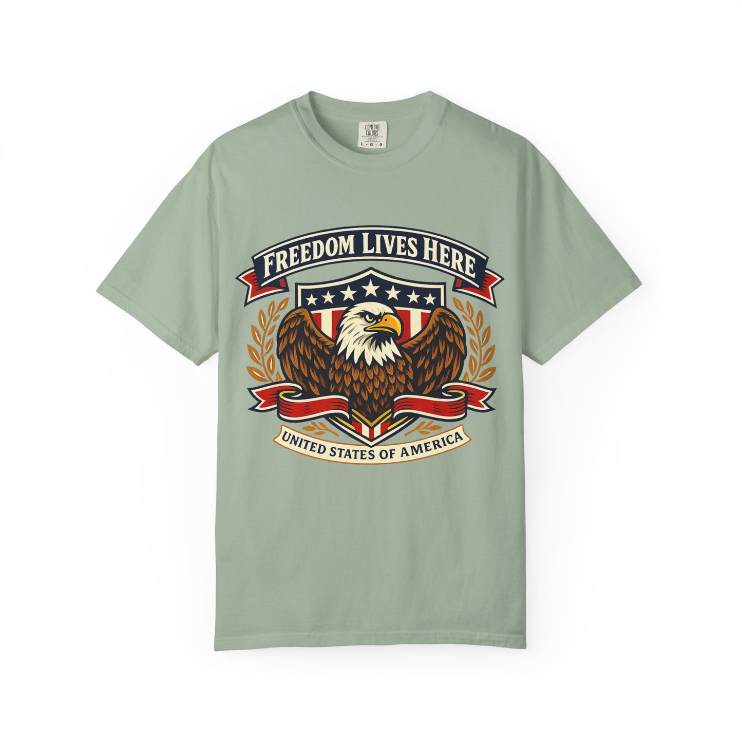 Freedom Lives Here Eagle T-Shirt — Patriotic USA Graphic Tee