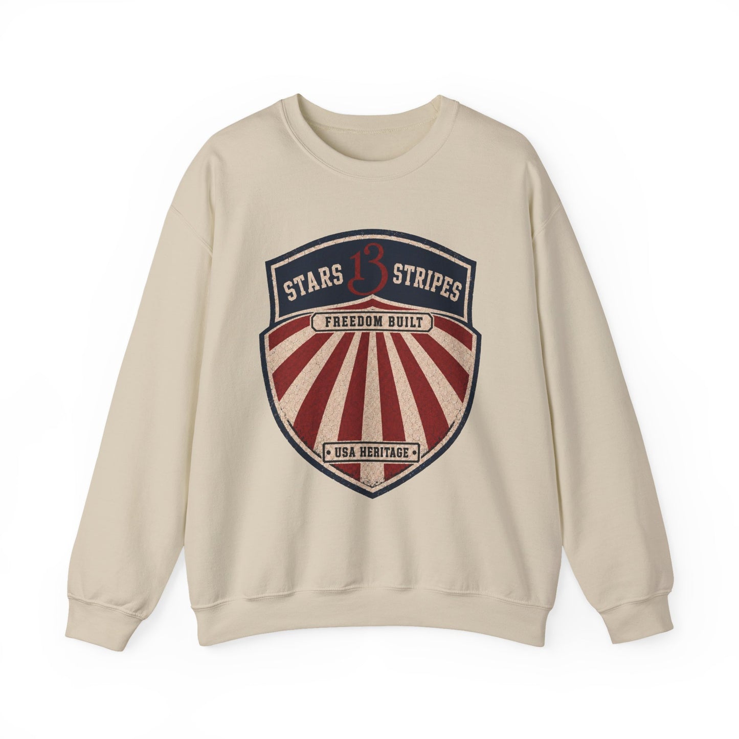 Crewneck Sweatshirt — Vintage 'Stars13stripeS' Patriot Shield