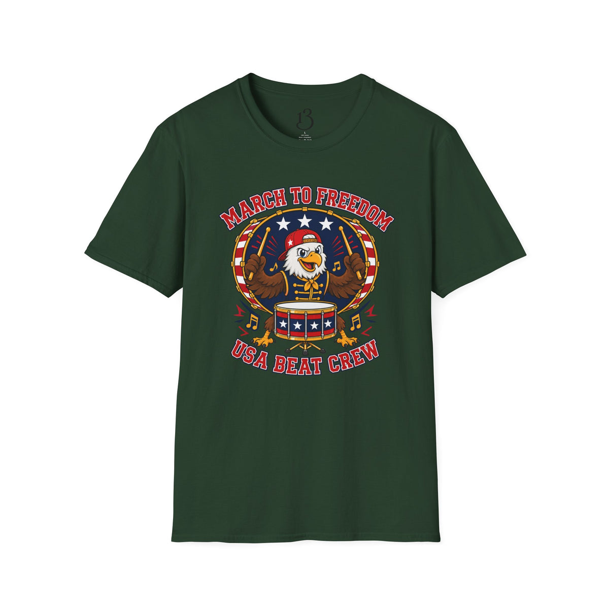 T-Shirt — "March to Freedom" Patriotic Eagle Drumline Tee