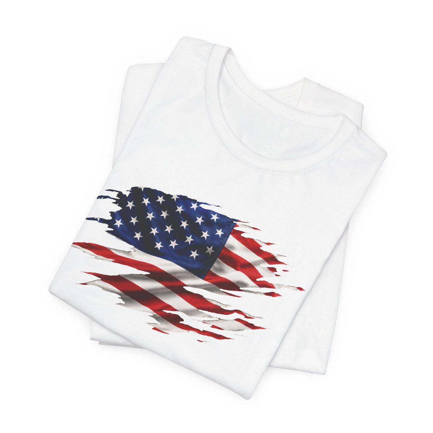 Ripped American Flag T-Shirt — Distressed USA Patriotic Tee for 4th of July