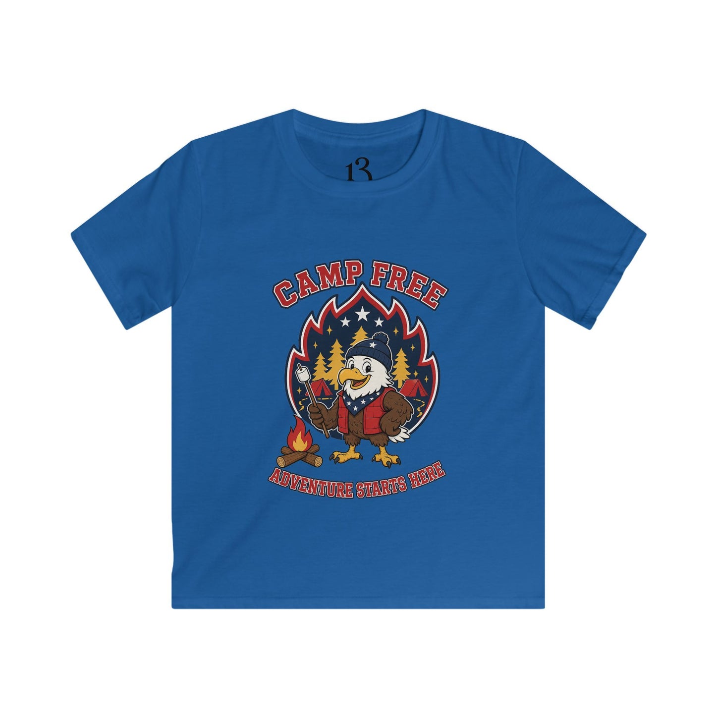 Kids Tee - "Camp Free" Eagle Camping Graphic Shirt for Outdoor-Loving Kids