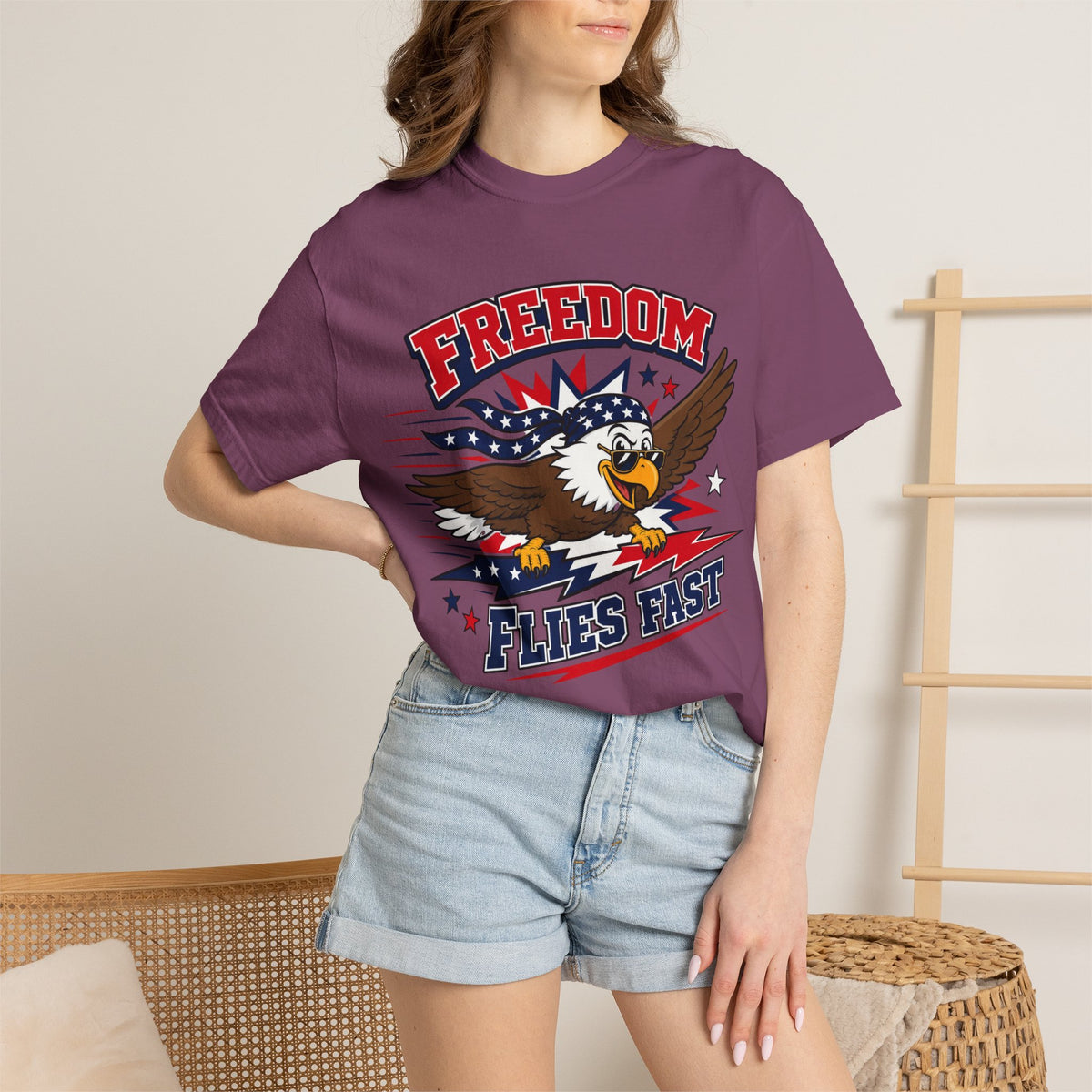 Freedom Flies Fast T-Shirt — Patriotic Eagle Graphic Tee