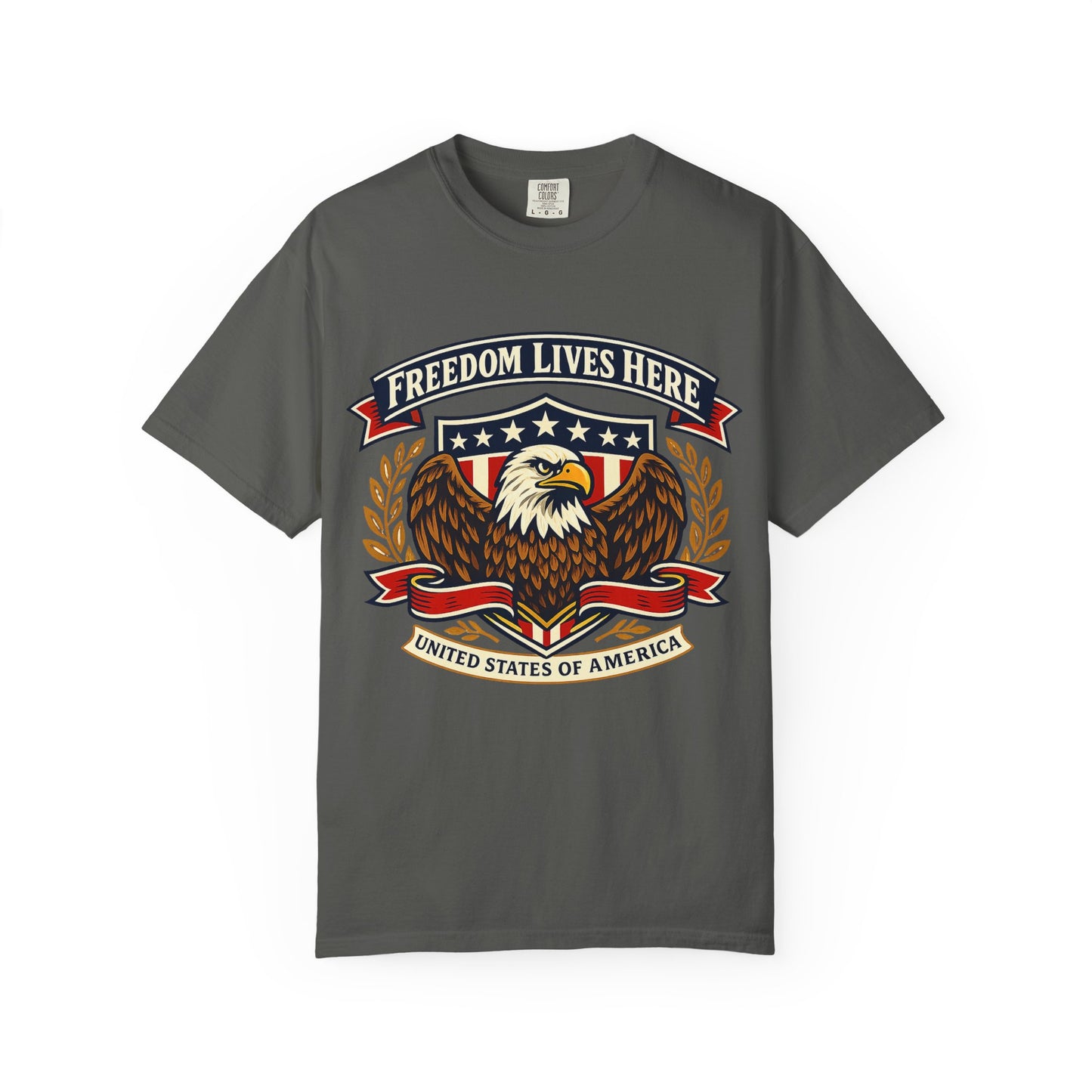 Freedom Lives Here Eagle T-Shirt — Patriotic USA Graphic Tee