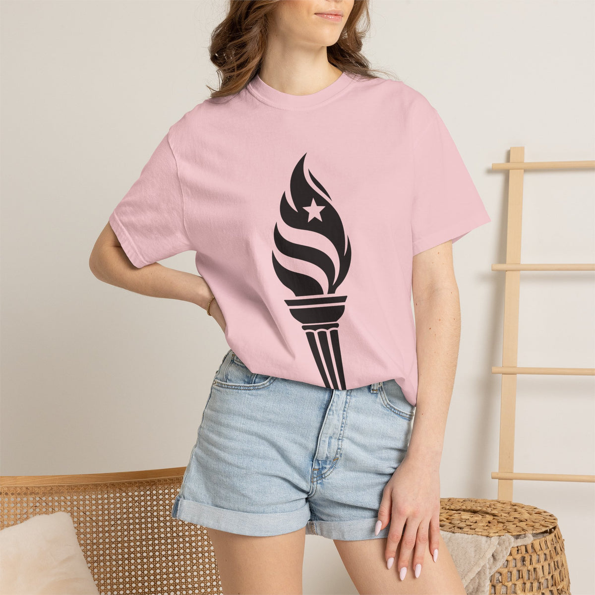 Liberty Torch T-Shirt — Patriotic Flame Tee with Star Emblem
