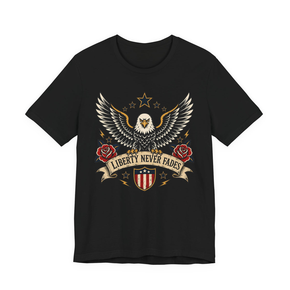 Liberty Never Fades Eagle Tee — Patriotic American Flag Shirt