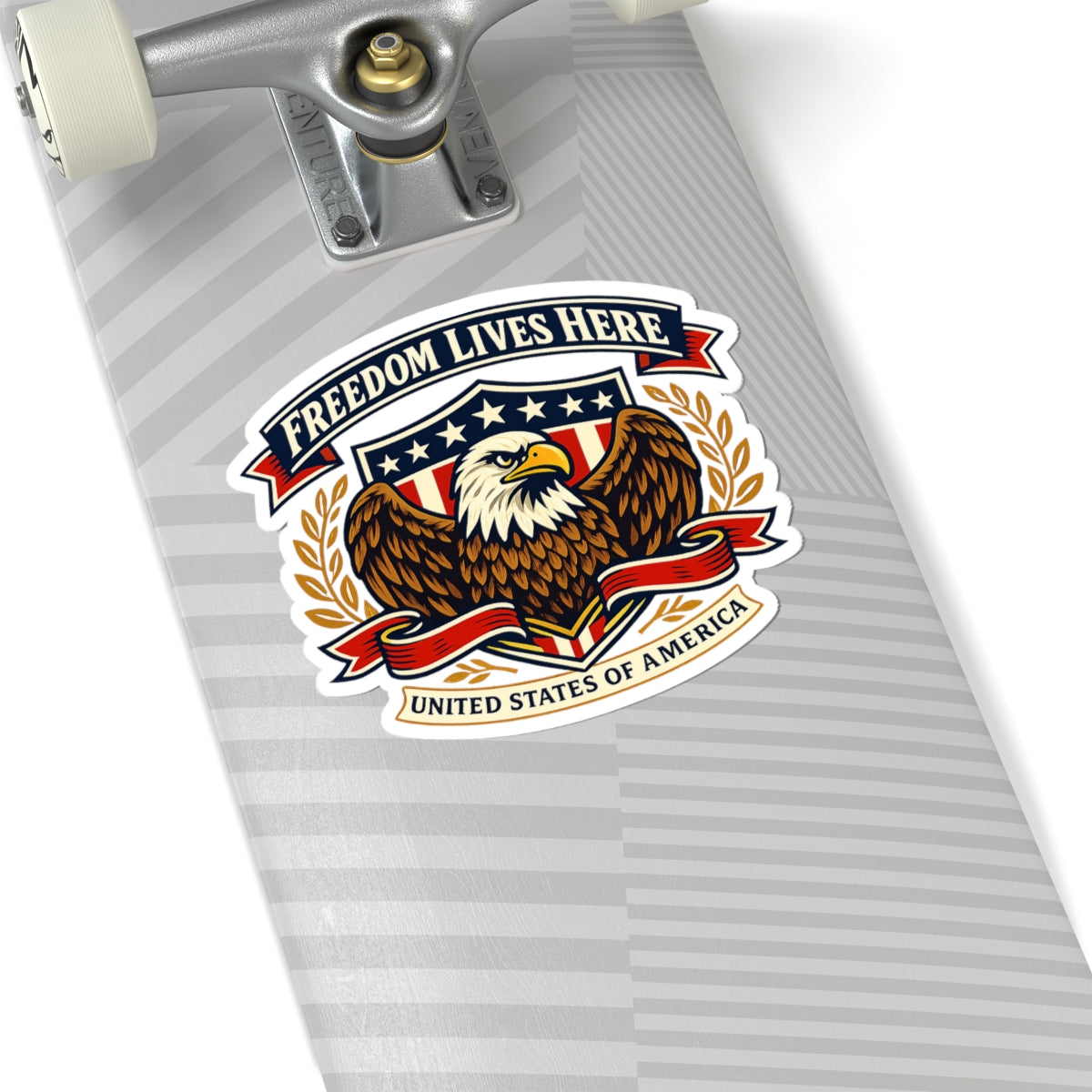 Freedom Lives Here Eagle Sticker — Patriotic Kiss-Cut Vinyl Decal (United States of America)