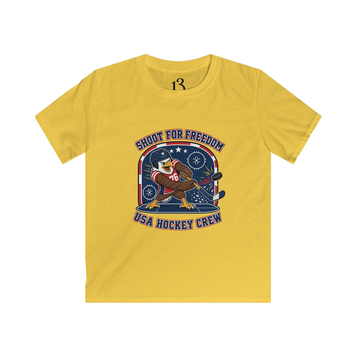 Kids Hockey Tee — "Shoot for Freedom" USA Hockey Crew Youth Shirt
