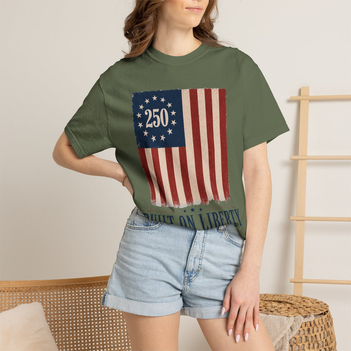 Built on Liberty 250 Flag T-Shirt — Patriotic Independence Day Tee