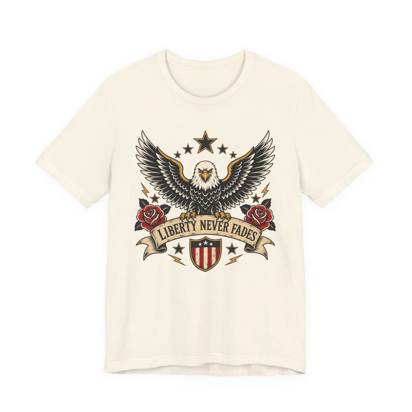 Liberty Never Fades Eagle Tee — Patriotic American Flag Shirt