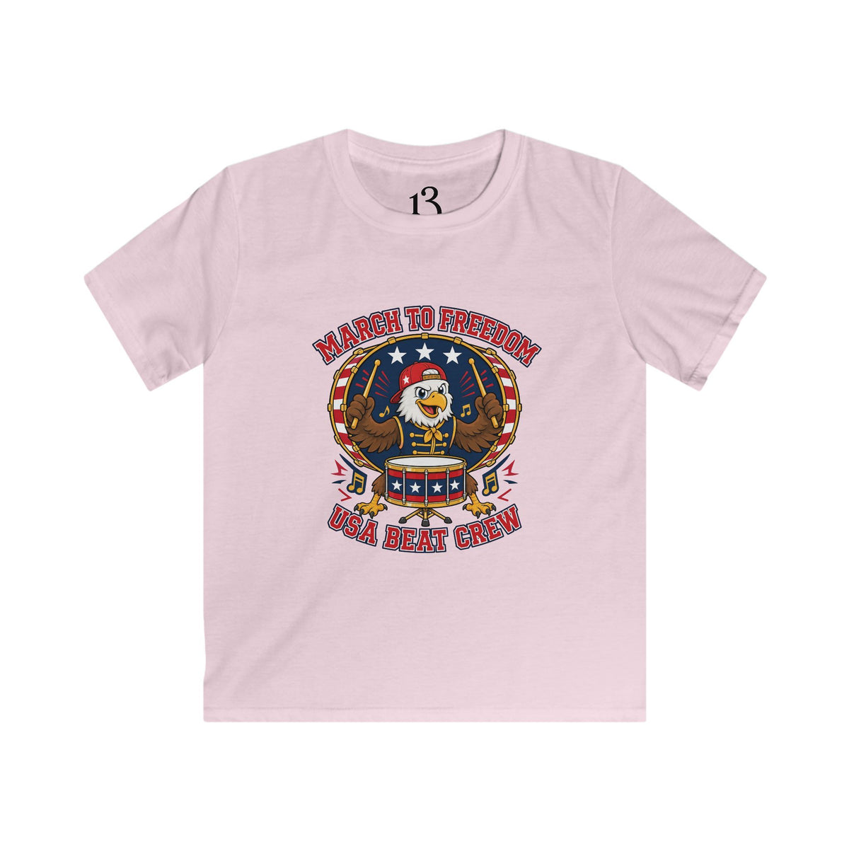 Kids Patriotic Eagle Tee - 'March to Freedom' Drumline Shirt