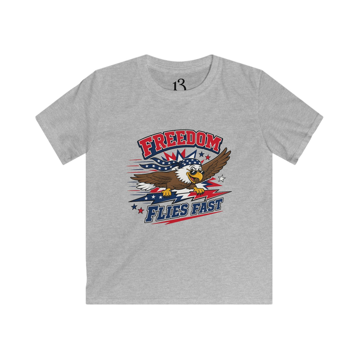 Kids Tee — 'Freedom Flies Fast' American Eagle Patriotic Shirt