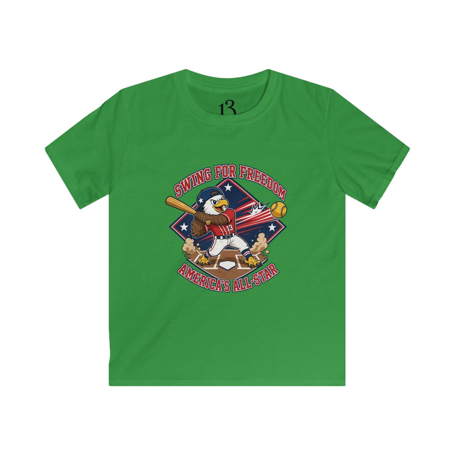 Kids Tee - "Swinging for Freedom" Patriotic Baseball Eagle Design