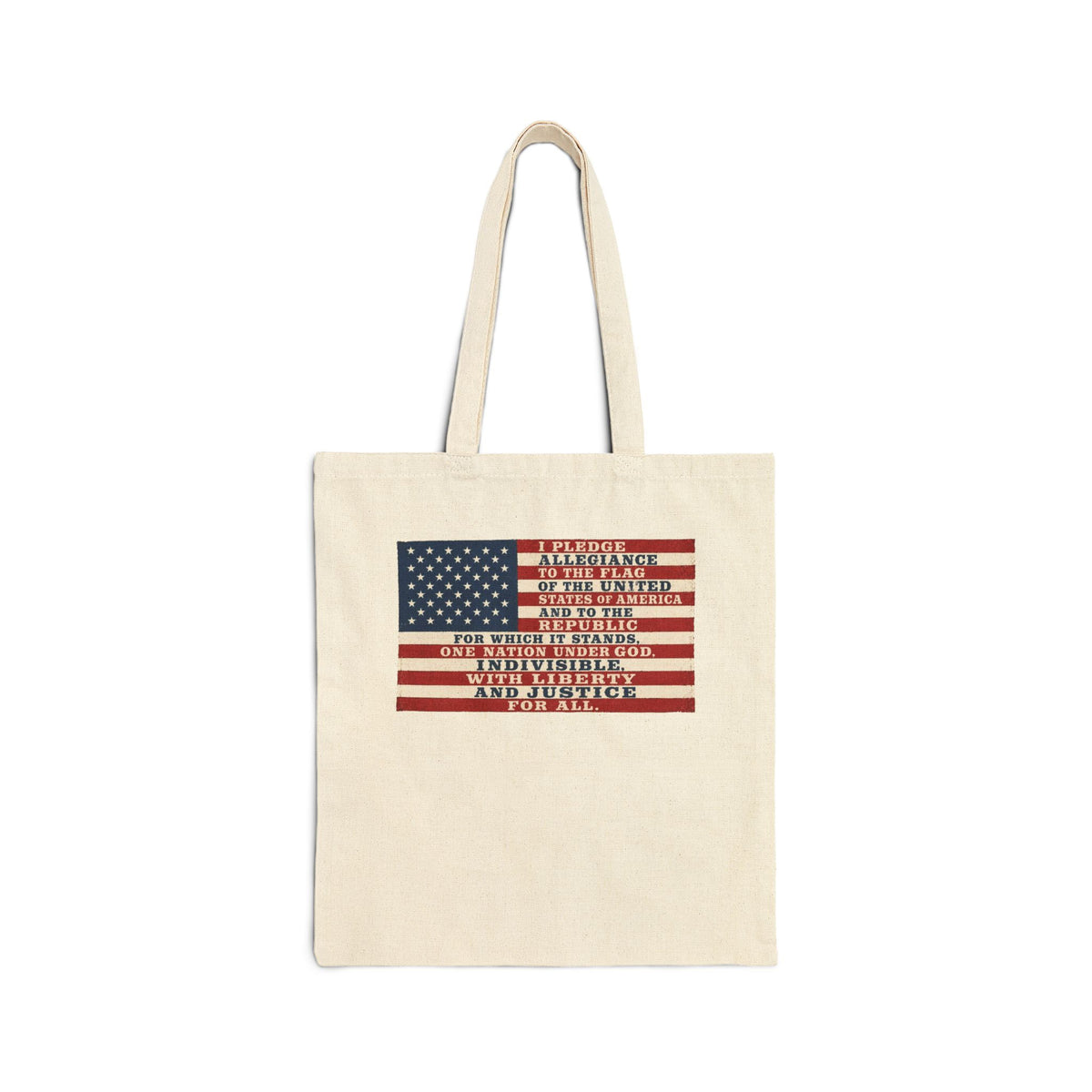 American Flag Tote Bag - Patriotic Cotton Canvas Grocery & Beach Tote