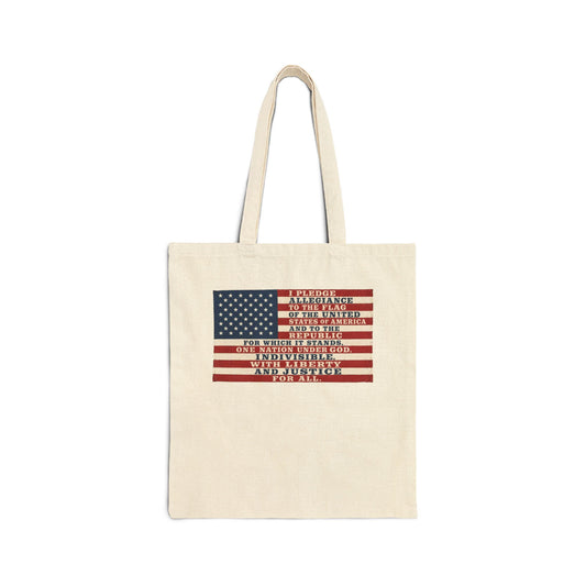 American Flag Tote Bag - Patriotic Cotton Canvas Grocery & Beach Tote