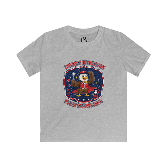 Kids Tee — "Believe in Magic" Eagle Magician Graphic