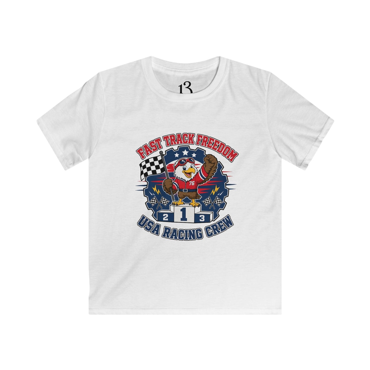Kids Racing Tee - 'Fast Track Freedom' USA Racing Champion Graphic