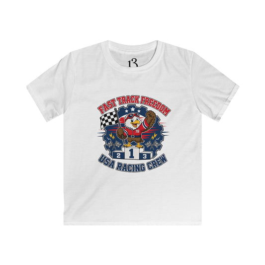 Kids Racing Tee - 'Fast Track Freedom' USA Racing Champion Graphic