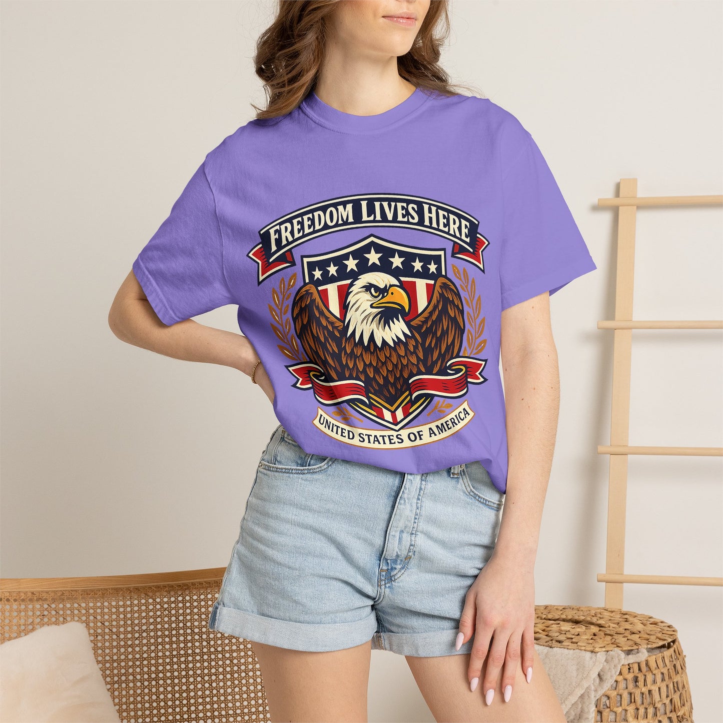 Freedom Lives Here Eagle T-Shirt — Patriotic USA Graphic Tee
