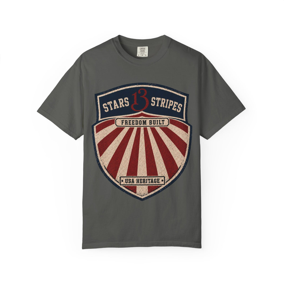 Stars13stripeS Shield T-Shirt — Freedom Built USA Heritage Tee