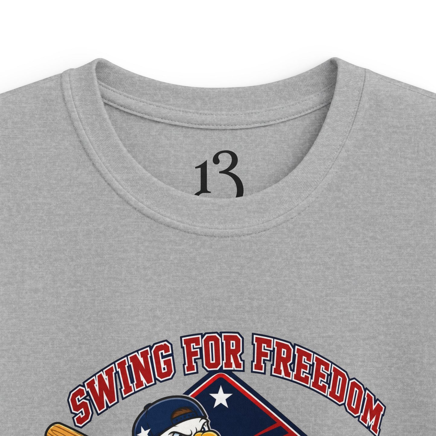 Kids Tee - "Swinging for Freedom" Patriotic Baseball Eagle Design