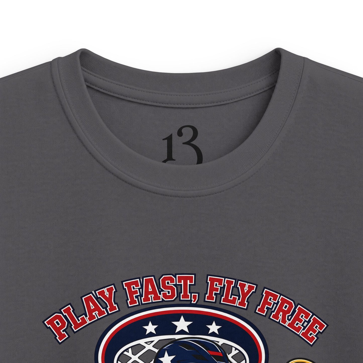 Kids Lacrosse Tee - 'Play Fast, Hit Hard' Eagle Lacrosse Graphic Shirt