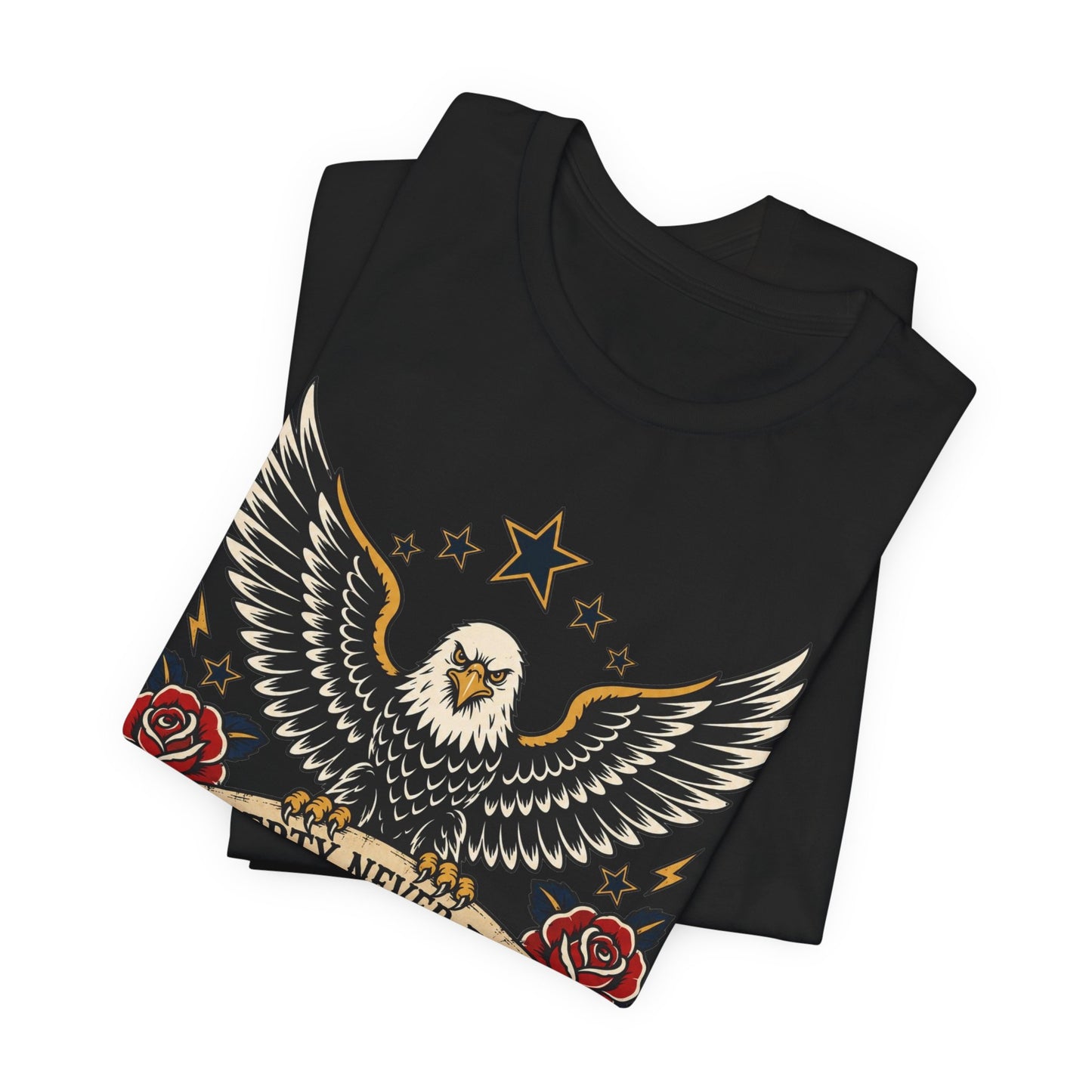 Liberty Never Fades Eagle Tee — Patriotic American Flag Shirt