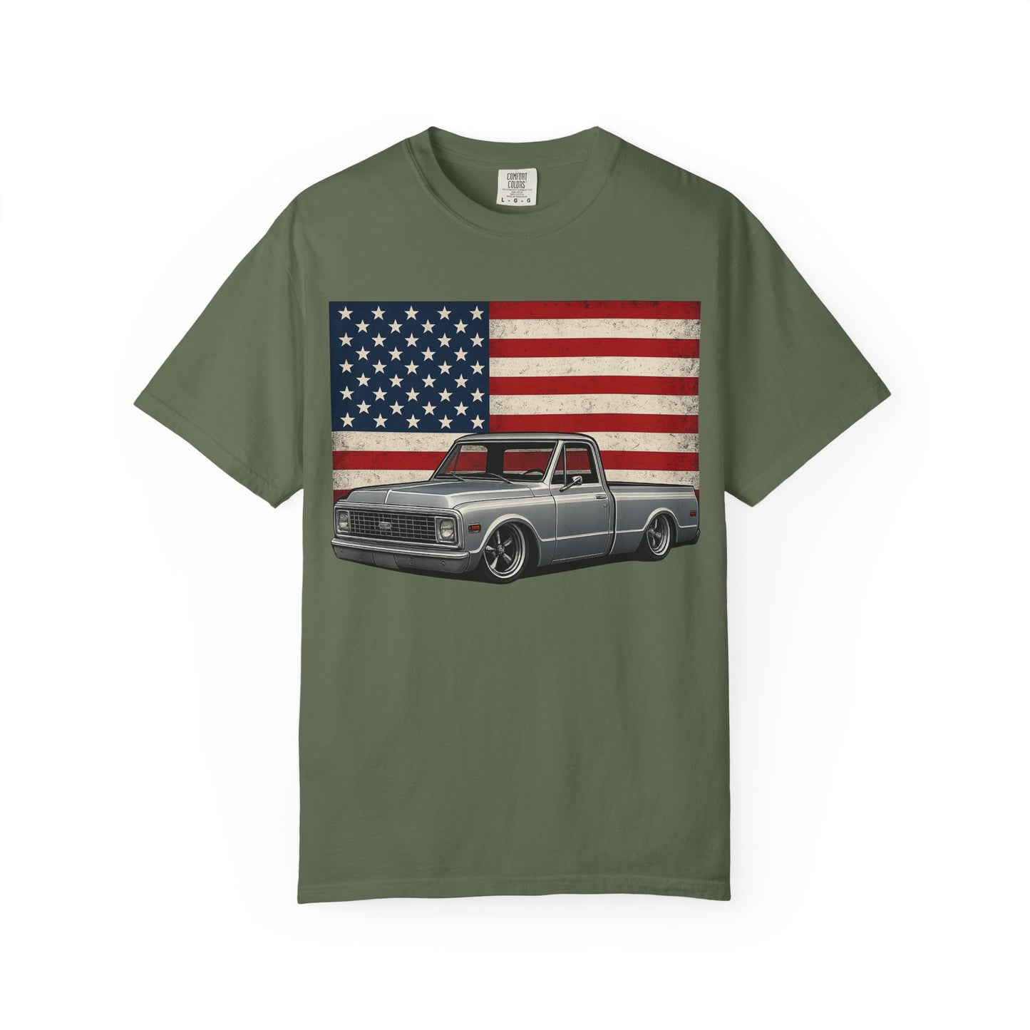 Vintage Chevy C10 Truck T-Shirt with American Flag
