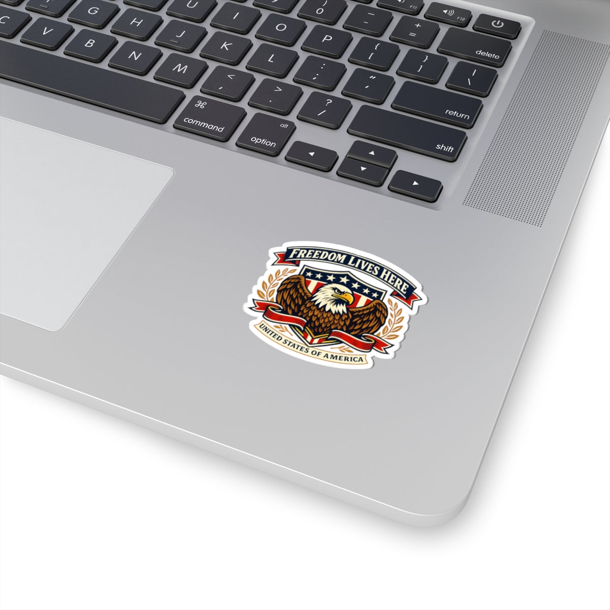 Freedom Lives Here Eagle Sticker — Patriotic Kiss-Cut Vinyl Decal (United States of America)
