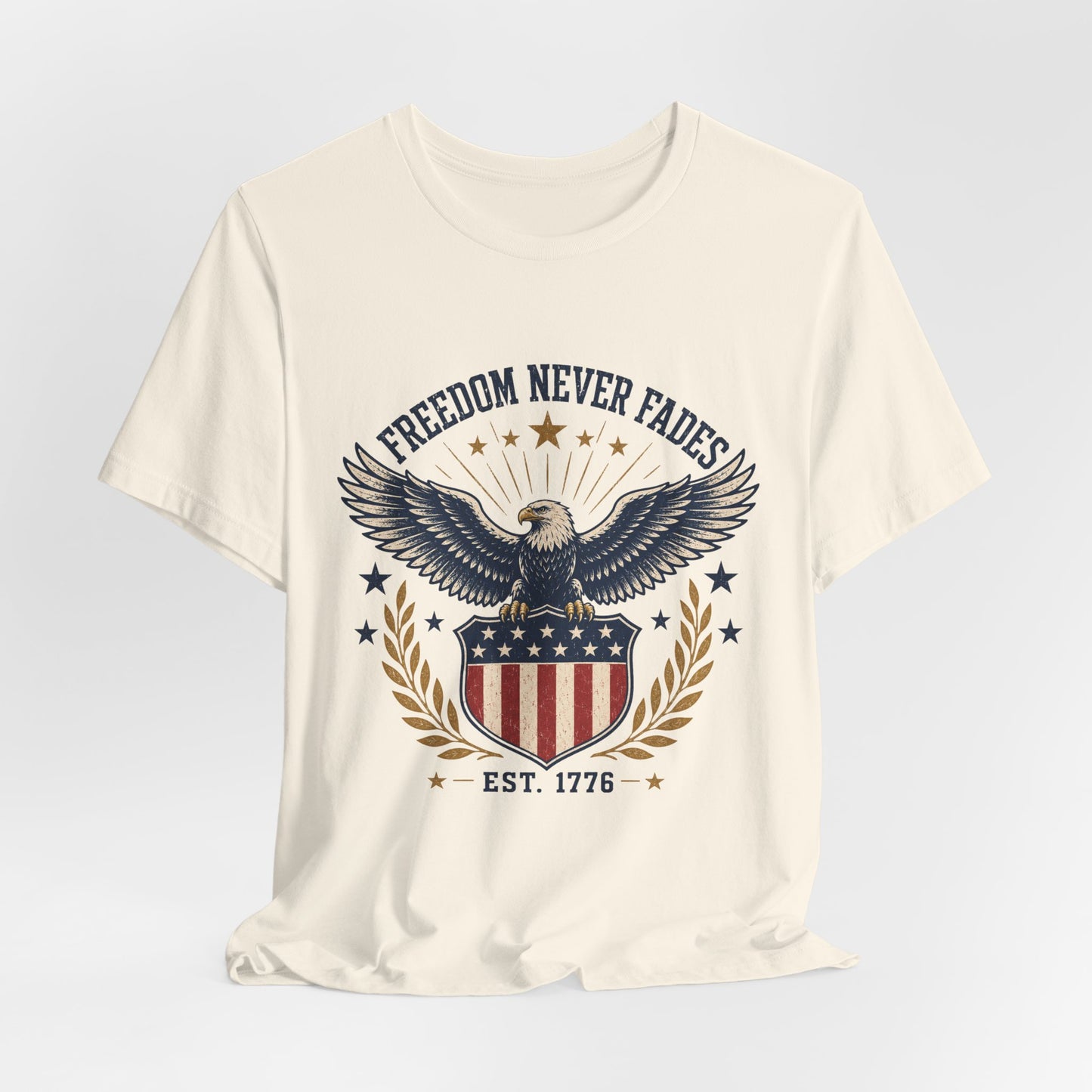 Freedom Never Fades Eagle T-Shirt — Patriotic USA Flag Vintage Tee