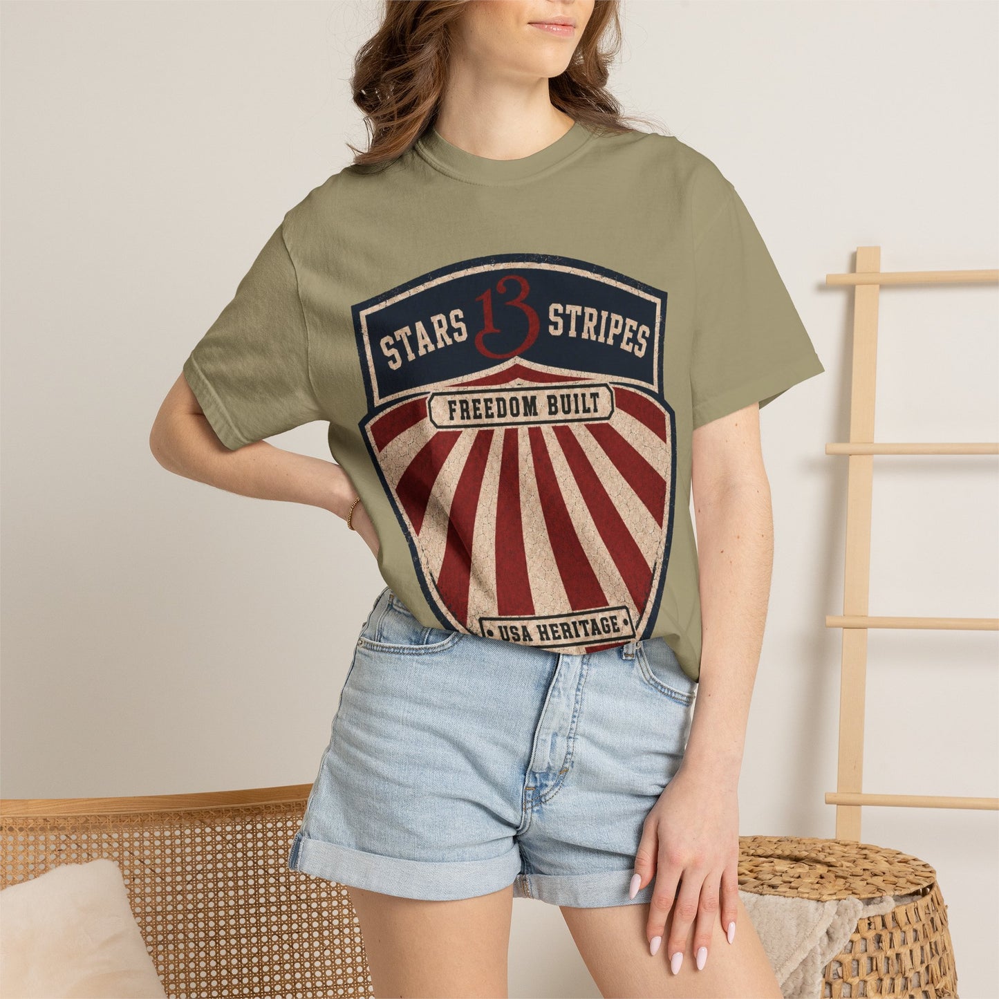Stars13stripeS Shield T-Shirt — Freedom Built USA Heritage Tee